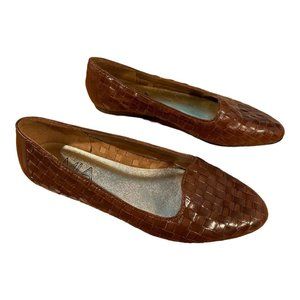 Mia Brown Leather Woven Pointed Toe Flats Size 8.5